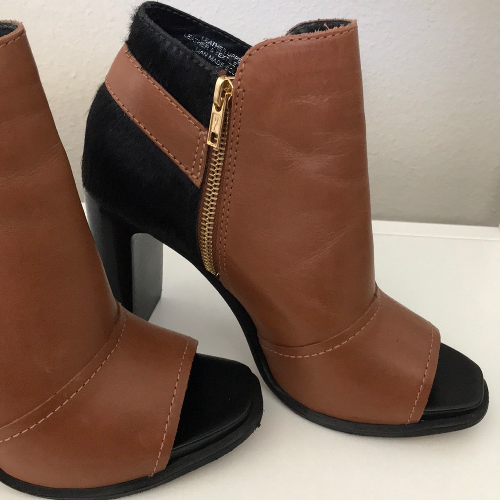 Leather peep-toe booties